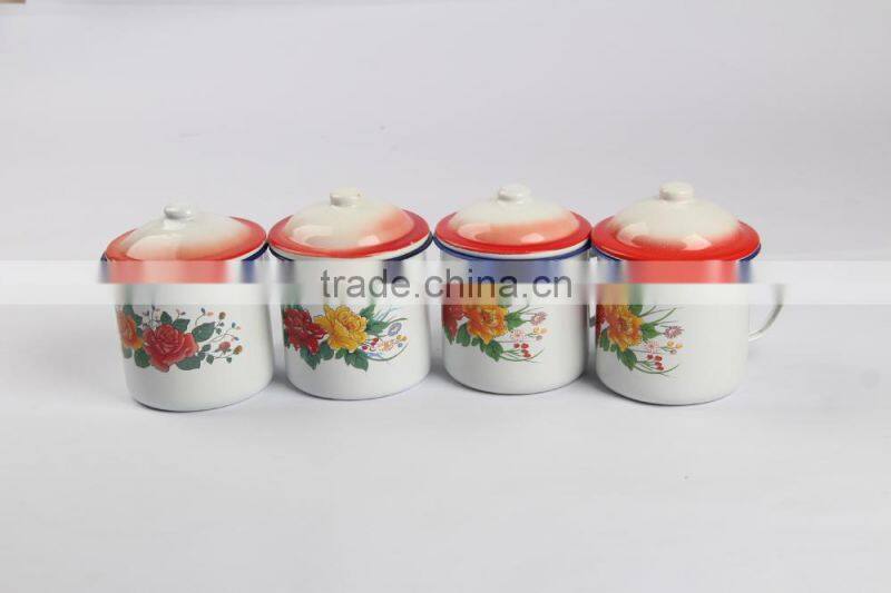 6/7/8/9/10/12cm GREEN carbon steel metal enamel mug plain