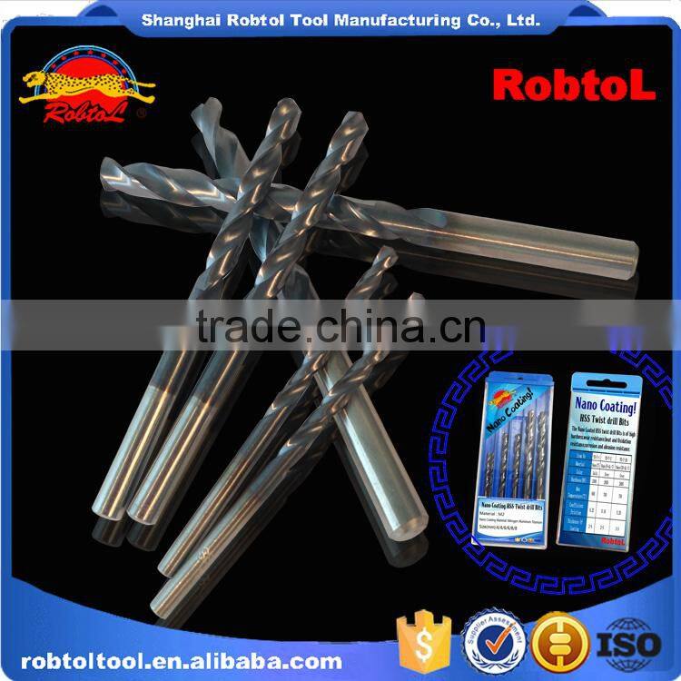 6pcs nano nitrogen aluminum titanium coating straight shank Hss Twist Drill Bits Cobalt Fully Ground Bright Finish drilling