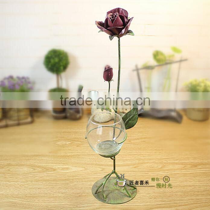 New 2015 wrought metal candle holder wedding candelabra home decoration candle Christmas decoration roses model