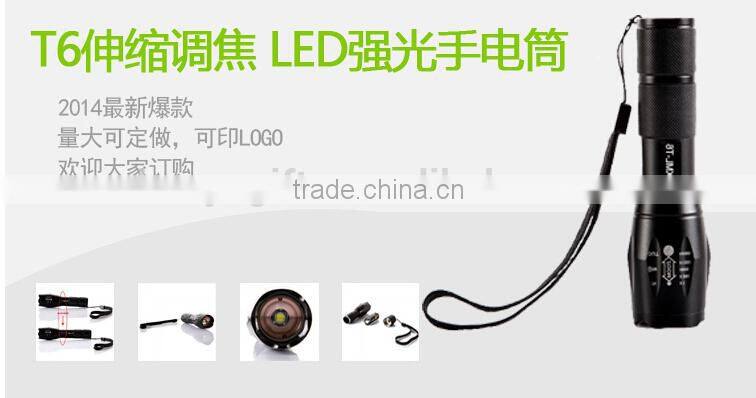 Promotion T6 2000 LM High Power Torch Zoomable LED Flashlight Torch light (3xAAA or 1x18650)