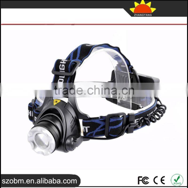 Wholesale high quality XML T6 LED 1600 Lm Zoomable LED Rechargeable Headlamp with 18650 Batteriy,charger
