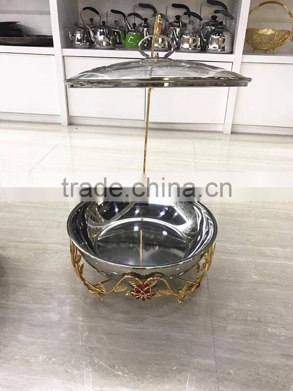 New design red flower 8Liter stainless steel cheap chafing dish for butter