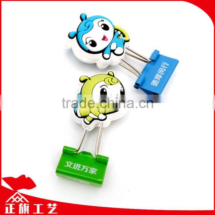Business gift OEM soft PVC toy designs 19mm binder clips with printing