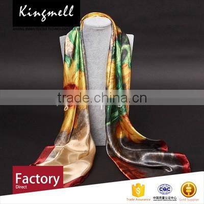Elegant Digital Printed Silk Scarf for Ladies in Spring and Autumn