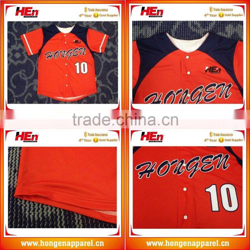 Hongen apparel ustomized Team Jerseys full botton baseballteam jersey