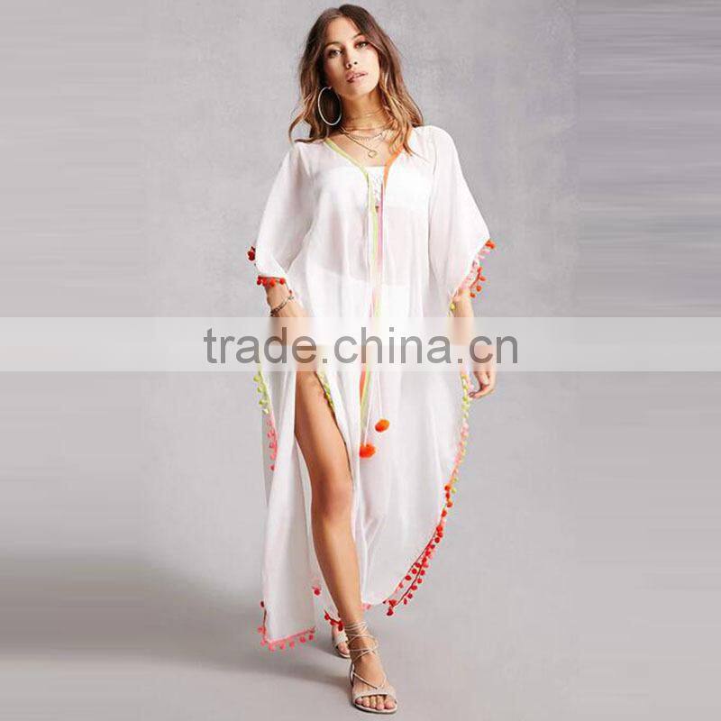 2017 Latest V Neckling Lace Up Short Dolman Sleeves Summer Dress Kaftan HSm9123