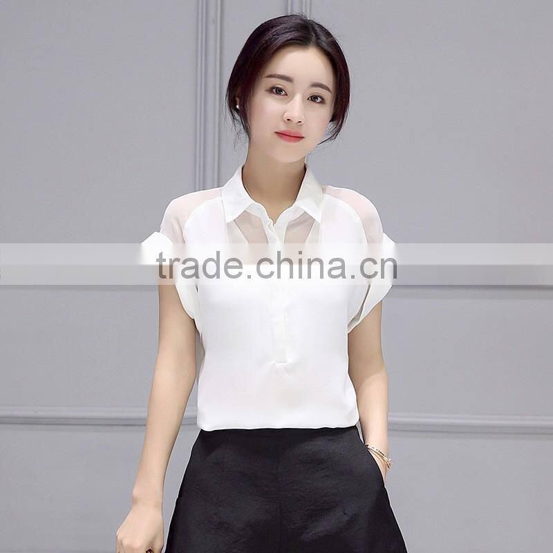 Short Sleeve Latest Fashion Lady Blouse