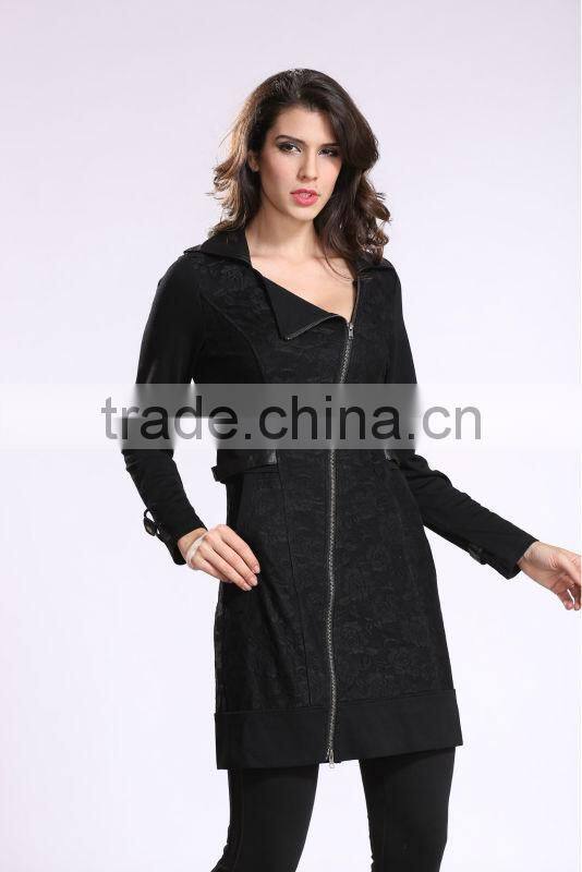 2014 New Fashion Ladies' Long Coat Asymmetrical Zipper Design Women Winter Overcoat
