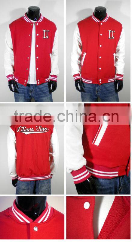 cotton man fashion varsity baseball Jacket in blue color