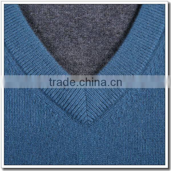 Men's knitted contrast color cashmere pullover sweater