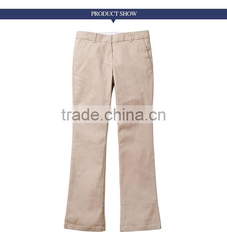 Wholesale Cotton Khaki School Pants With Elastic Waist For Juniors Boys