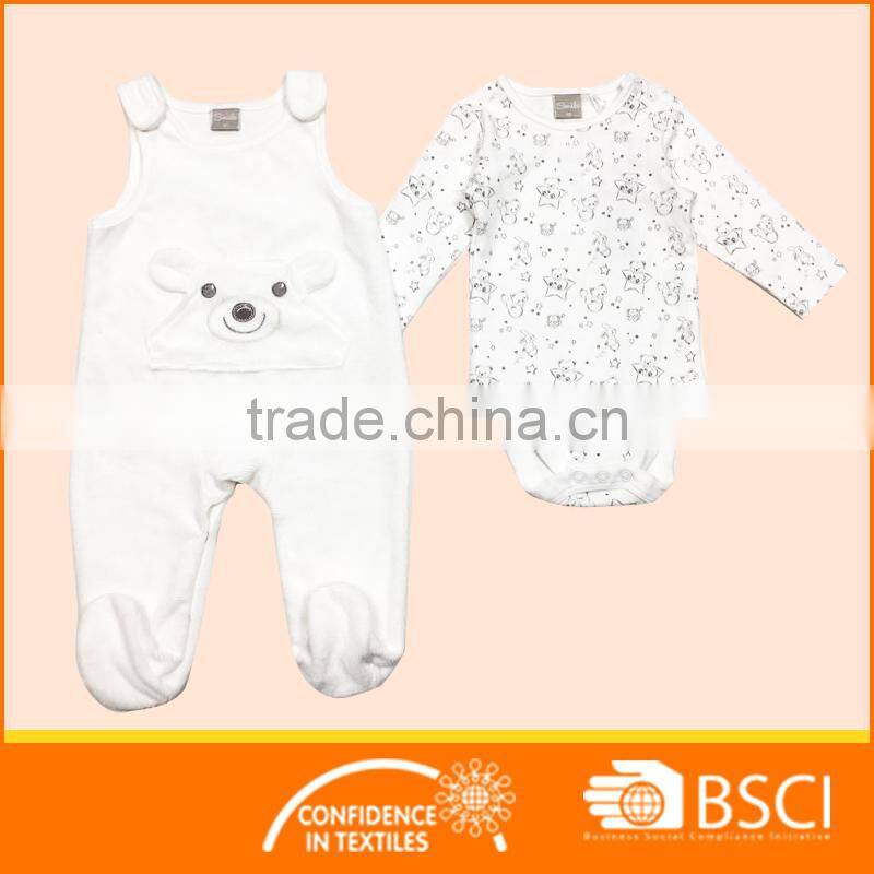 winter romper white 2 piece baby romper suit