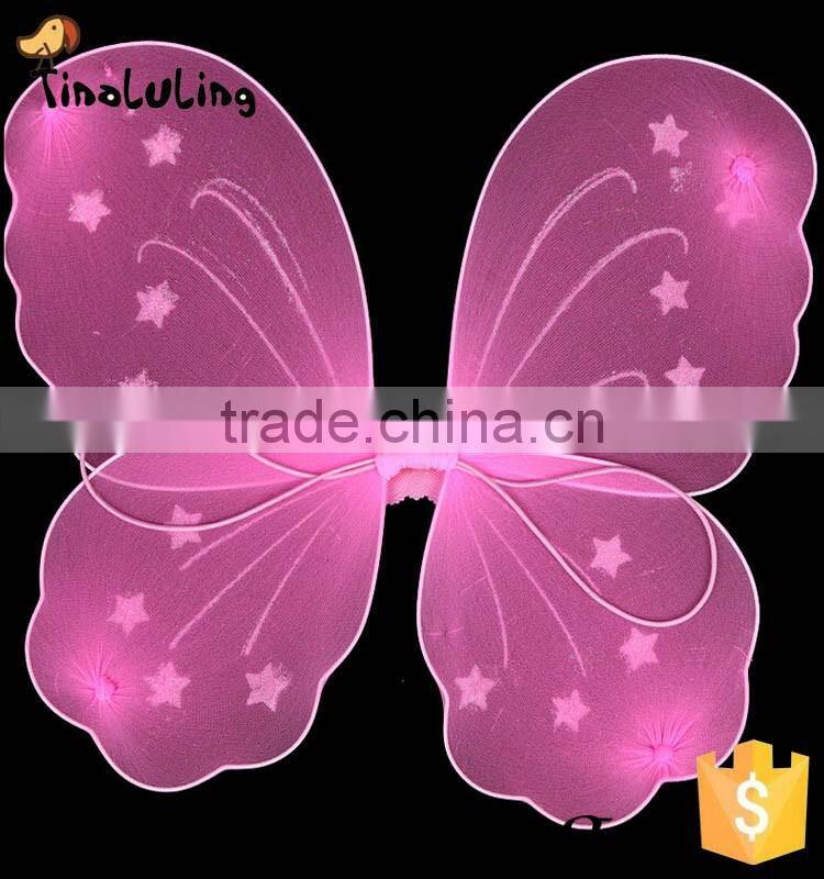 Fancy Girls Party Decorations Kids Butterfly Fairy Wing Red Nylon Butterfly Wings Sets