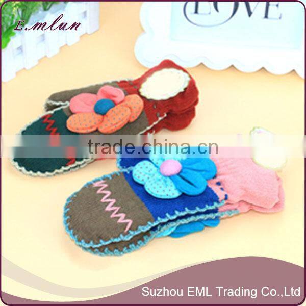 Women flower pattern winter gloves knitting wholesale