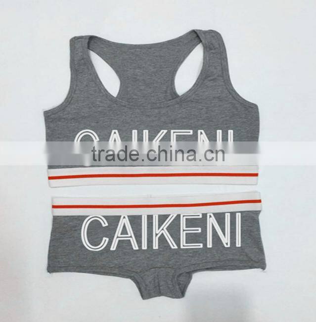 Custom Your Own Brand Logo Design Elastic Band Bra Bikini Lady Briefs Women 95%Cotton 5%Spandex Bralette Sport Crop Tank Top