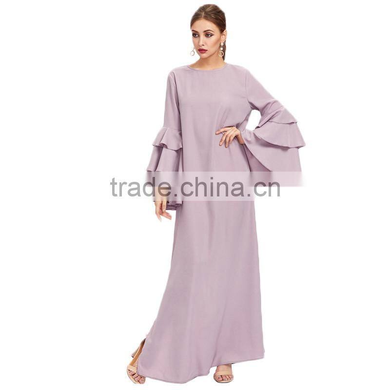 Layered Flare Sleeve Kaftan Dress High Quality Long Dresses Women Lady