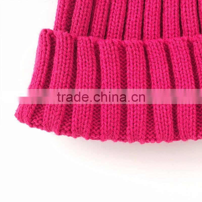 Myfur Hot Pink Fluffy Raccoon Fur Ball Knitted Beanie Hat for Fashion Lady