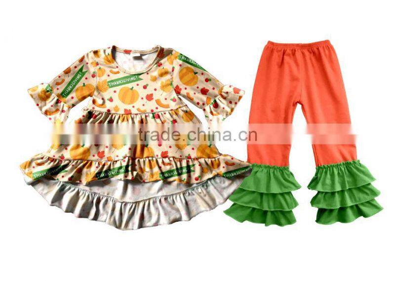 Halloween Pumpkin style Fall baby Girls Clothing Wholesale Boutique Childrens Ruffle kids Clothes