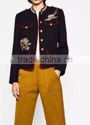 Runwaylover EY1033C europe design retrostyle floral printed flower embroidery lady jacket thicken woman coats