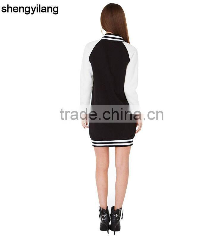 new fashion contrast colour autumn winter hoodies dress longline hoodies