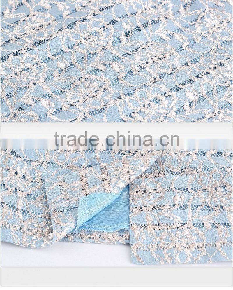 Ladies light blue diamante lace hollowed-out sexy V-neck tight dress