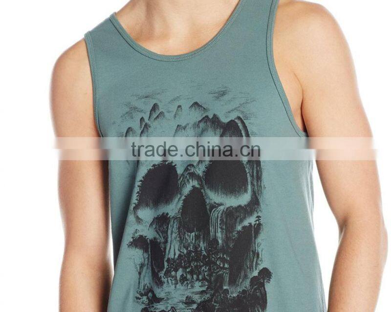 adults age group mens good quality oem service custom wholesale skull printing gym singlet/tank top