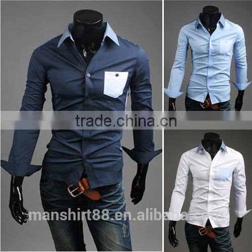 2017 latest fashion 100% cotton 50s*50s casual slim fit dress shirt for men