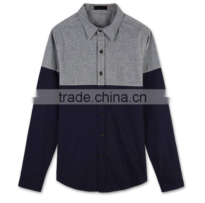 2016 Fashion design men splicing casual shirt