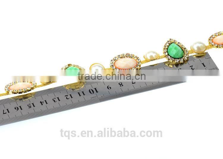 Hot Sell Cup Chain Pearl and Rhinestone Cadena de la taza for Dresses Decoracion