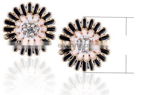 2016 new fashion sparkling earrings sunflowers zircon imitation jewelry accessories girls wedding gift