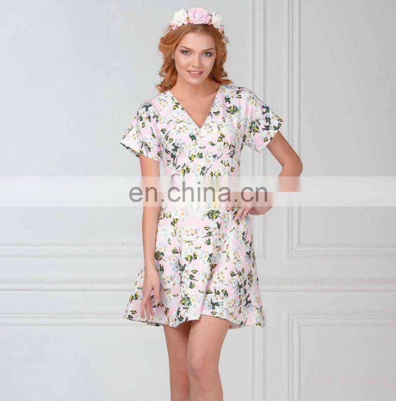 2019 Summer family outfits floral V neck short sleeve mother and daughter long maxi dresses for mom