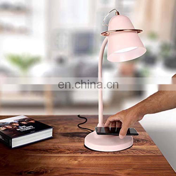 Soft daylight dimmable led desk lamp wireless charging usb color changing table lamp for bedroom office home reading