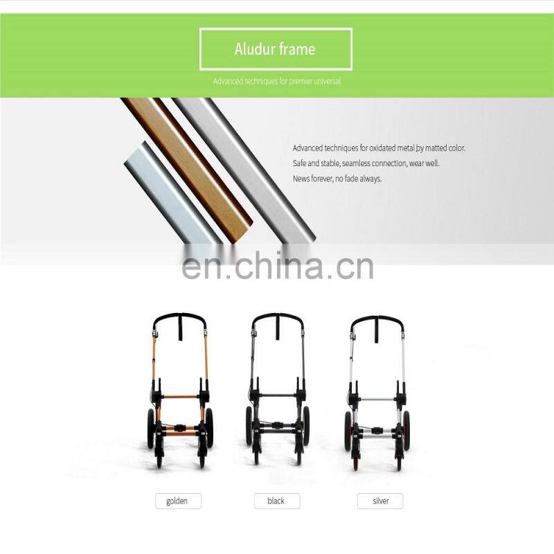 golden silver color aluminum alloy cradle consist baby stroller carrycot adaptor wind resistant canopy pushchair light pram