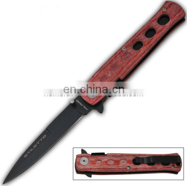 8.5 Inch Wood Handle Stainless Steel Pocket Folding Knife