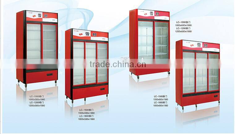 3 Glass Sliding Door vertical display cooler-LC-1800 lower compressor