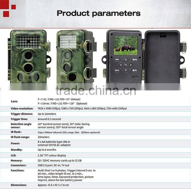 Outdoor Hunting Thermal Vision Camera With 42pcs 940nm infrared Trail Camera IP 54 Protected