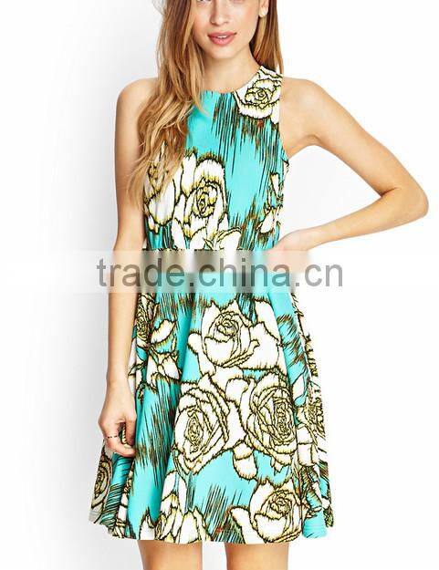 2015 china manufacturer customized the latest design rose skater elegant dress