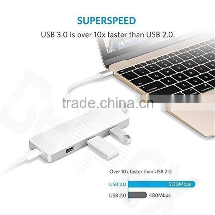 USB Hub 3.0 4 Ports to Type C Adatper for charge & data transfer