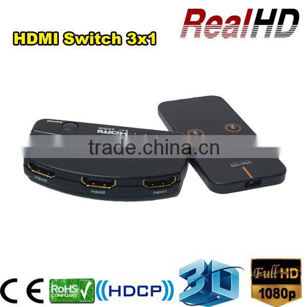 2016 China Top Great Selling 3X1HDMI Switcher Mini V1.4aHDMI Switcher With IR