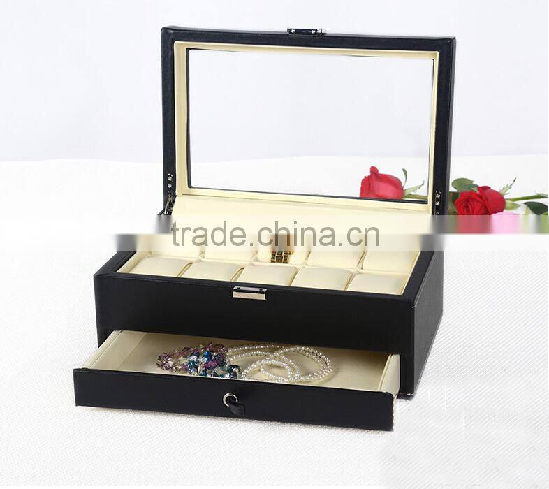 China unique design leather wrist watch g&p collection,double - layer watch box, faux leather watch holder