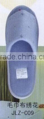 cheap terry cloth disposable open toe indoor slipper