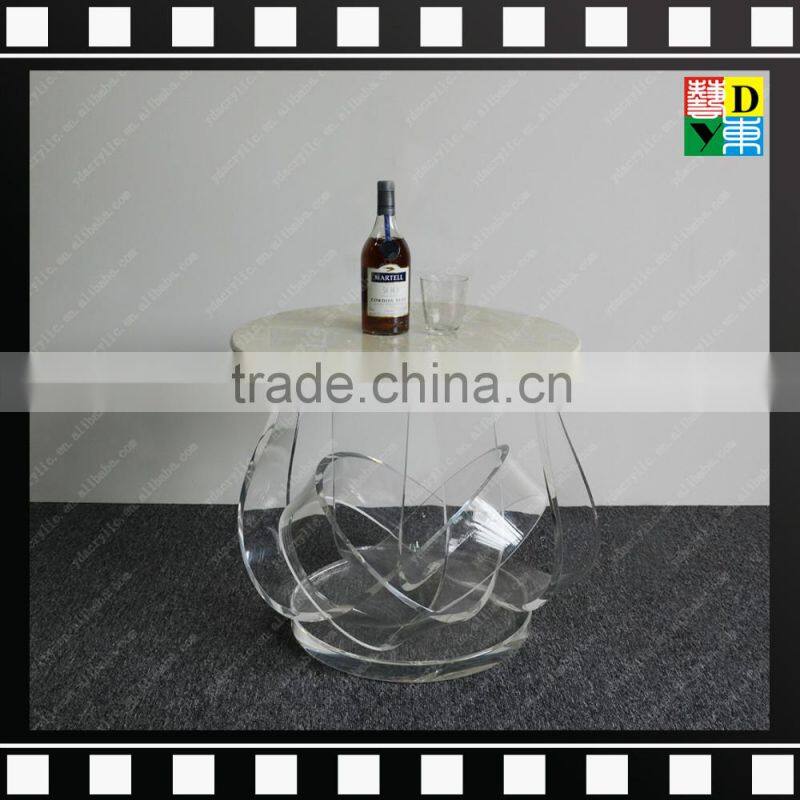 Modern Elegant Clear acrylic base and round marble top coffee table