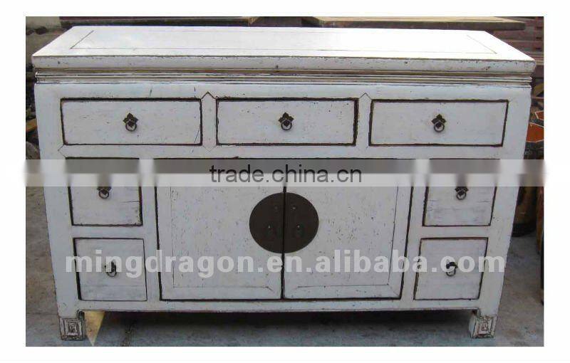 Chinese antique furniture pine wood shanxi seven drawer two door Cabinet