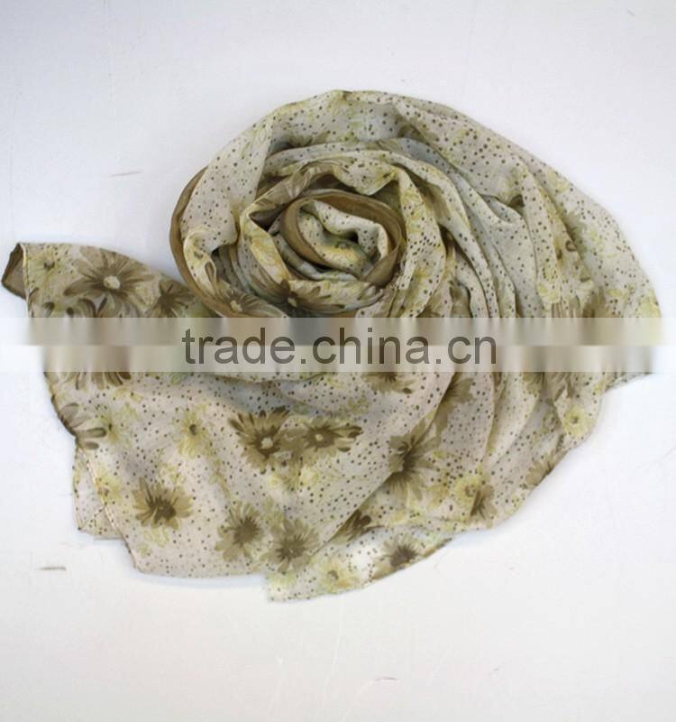 lady printing 100%viscose scarf printing flower 100% viscose scarf