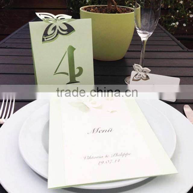 Elegant & charming purple butterfly themed laser cut table card for wedding
