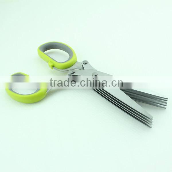 Stainless Steel 5 blades Herb Shears With Cleaning Comb Cover