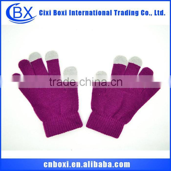 2014 Best sale Christmas gift custom acrylic glove,knitted finger touch screen gloves