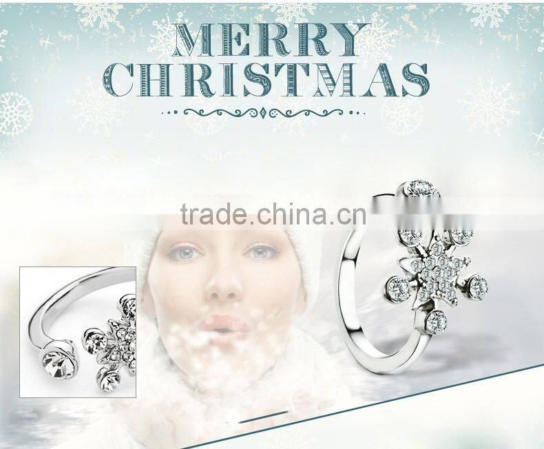 European and American fashion hot style Austrian crystal snowflake silver jewelry set 925