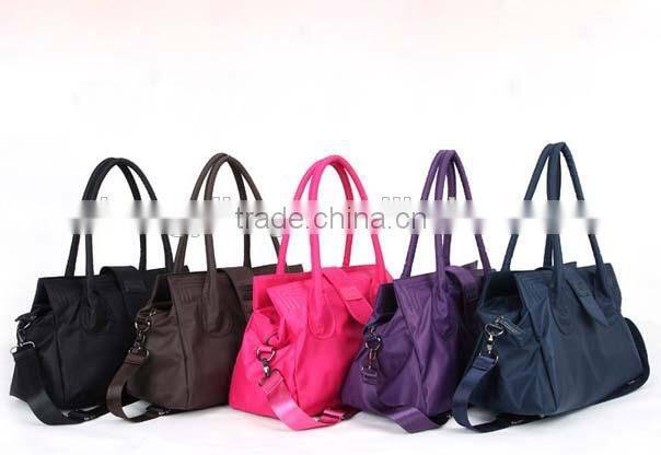 Low toxic solid color polyester tote travel bag with two straps