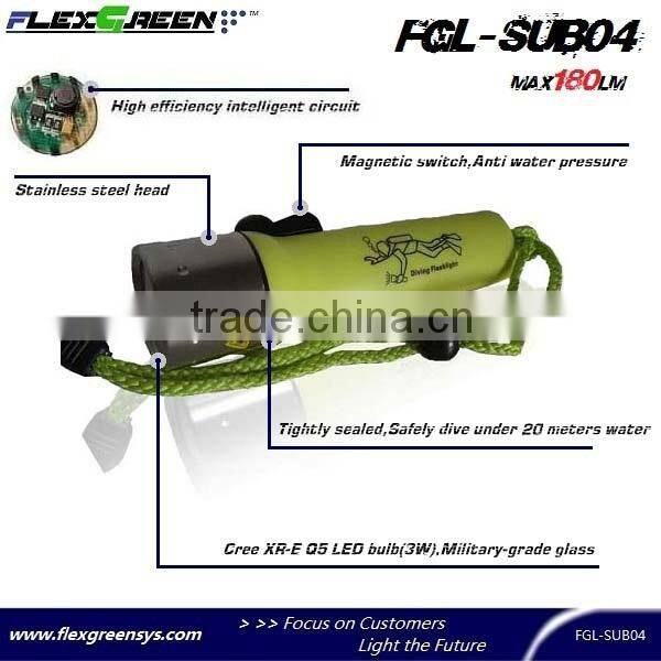 stainless steel head AA battery q5 LED diving torch